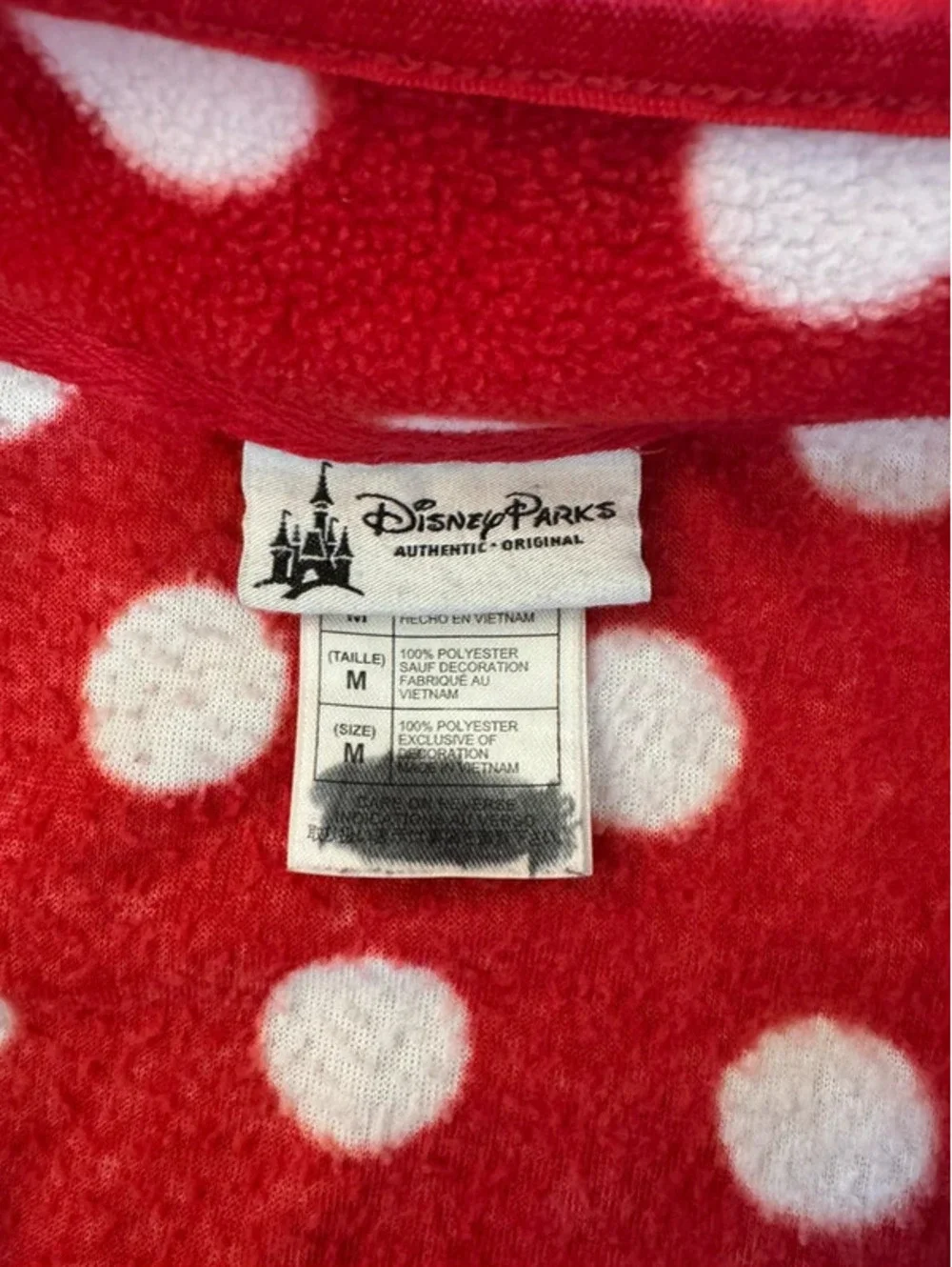 Girl’s Walt Disney World authentic parks red and white full zip fleece jacket M